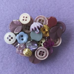 (3 for $20) Heart-Shaped Brooch with Buttons